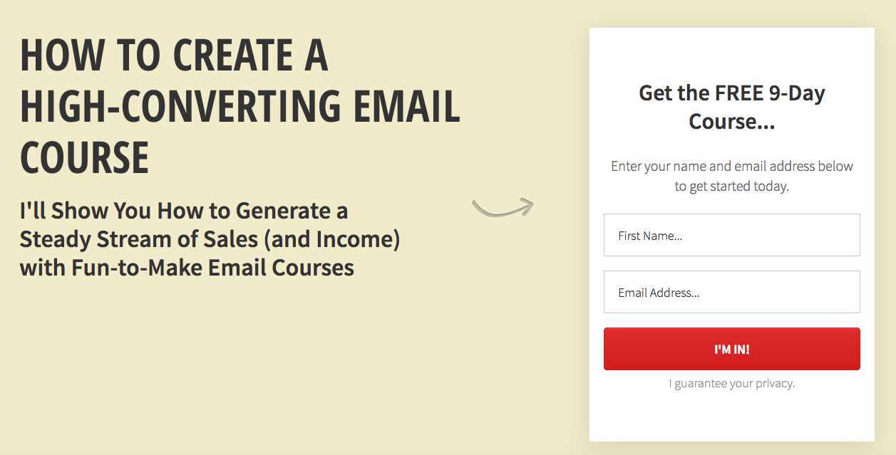 A great free email course which is spot on the intent of the user