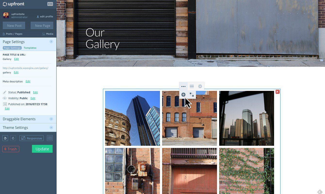 Click the gallery and drag in your images.