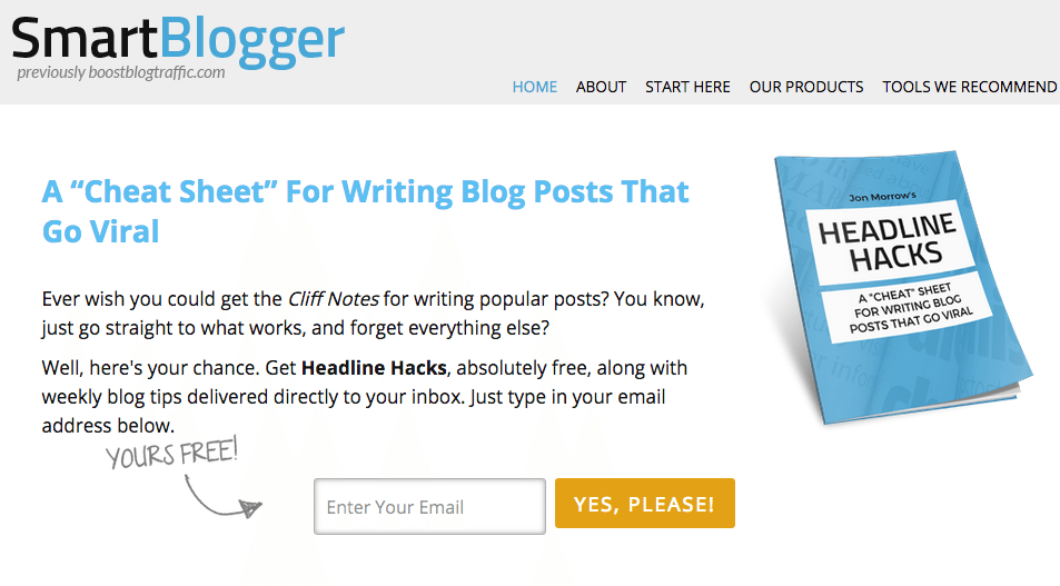 Excellent list building banner with an excellent offer