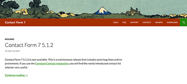 Screenshot of Contact Form 7Home Page
