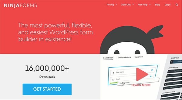Screenshot of Ninja Forms Home Page