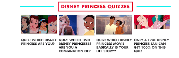 An example of how Oh My Disney approach outcome quizzes
