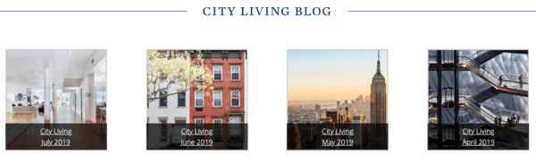 An example of a blog section on a website