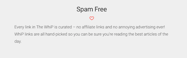 An example of stating your spam free
