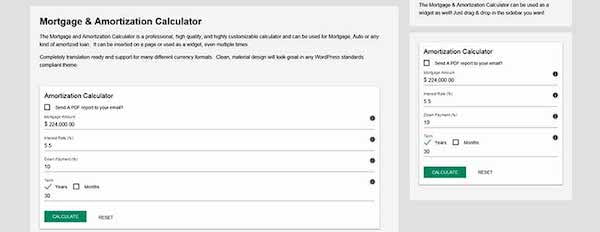The WP Amortization calculator