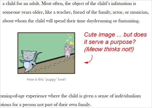 Cute cat cartoon depicting use of a decorative image.