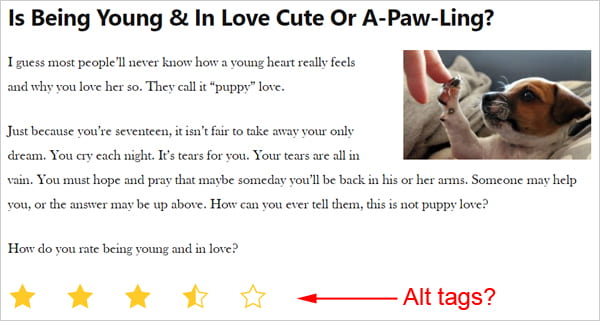 Sample post of star ratings to depict example of a group of images