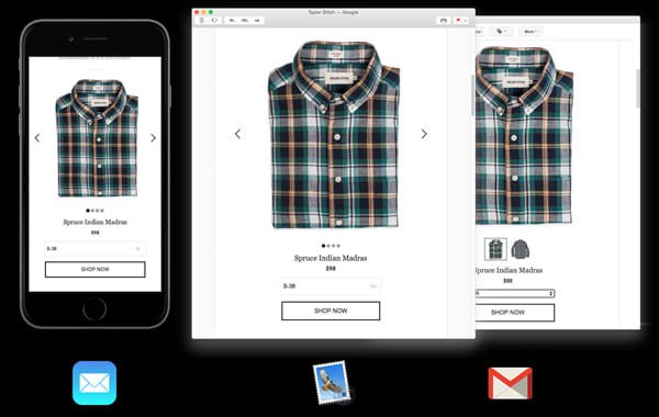 Interactive emails with checkout feature directly in the inbox