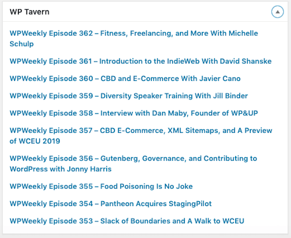 Here's an example of a WP Tavern feed being added