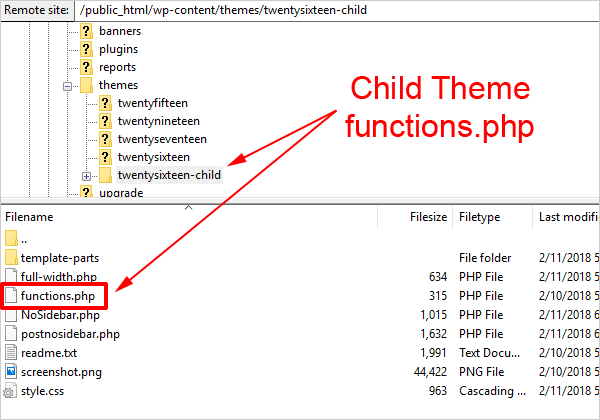 Child Theme functions.php