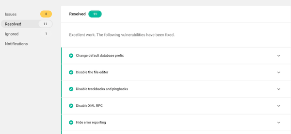 Once security headers have been activated they become resolved