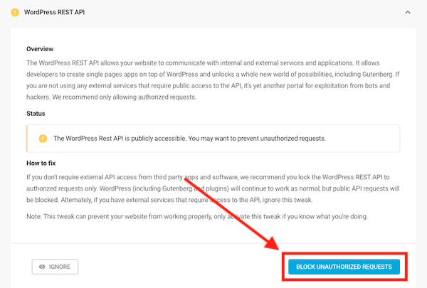 You can choose to block WordPress Rest API