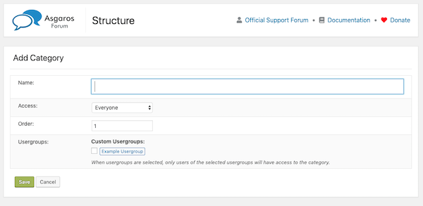 Add a new forum category