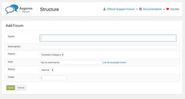 Add a new form as part of your forum
