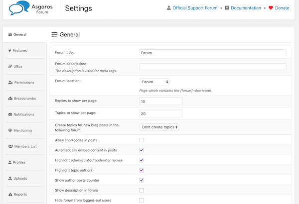 Customize various settings to do with your forums