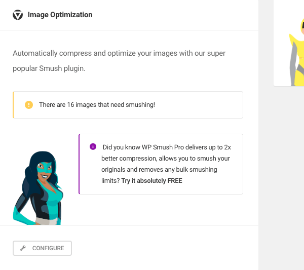 Hummingbird integrates seamlessly with her sister plugin Smush