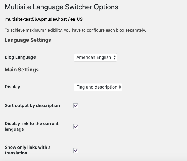 Adjust the settings for this multisite language plugin