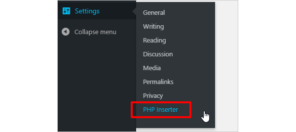 My Custom Functions WordPress menu