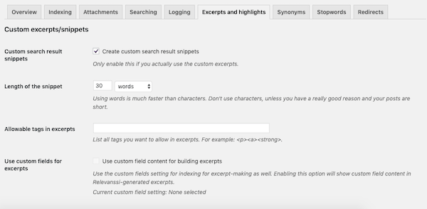 Enable custom excerpts that show the relevant part of post in the search results pages