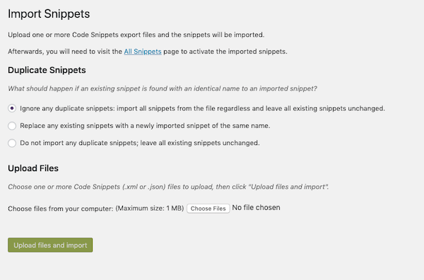 If you want you might also choose to import snippets