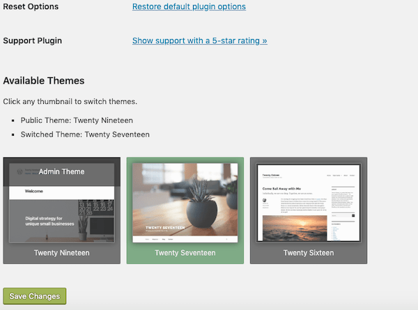 Users can select from themes based on what the admin has selected