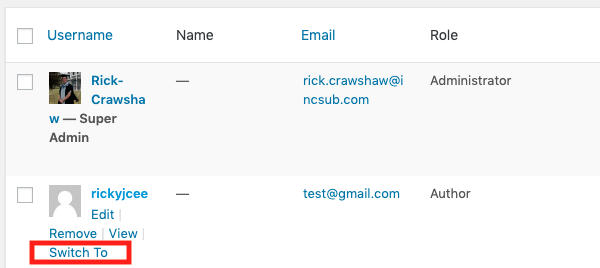 Easily switch between users using this plugin