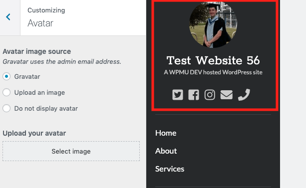 Add a gravatar and social links and give your site an author vibe