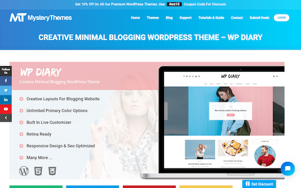 The main page of this theme