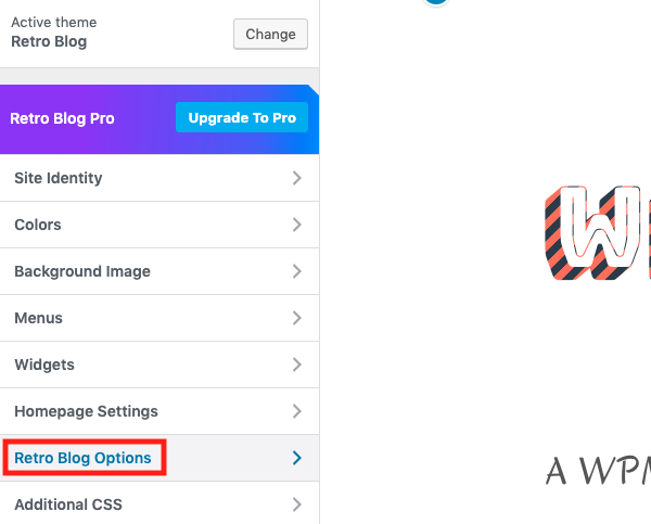 A look at the menu and the customization options