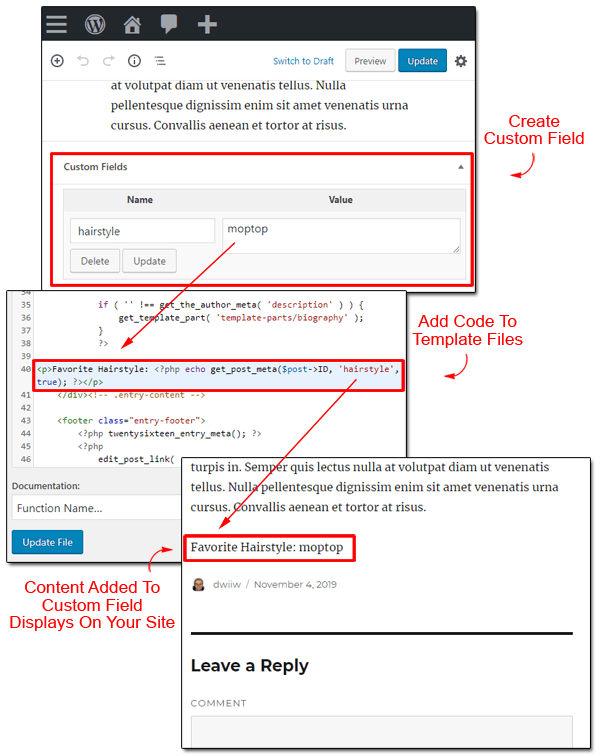 Adding custom fields manually to WordPress.