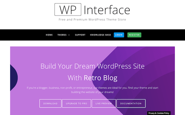 A look at retro blog's main theme page