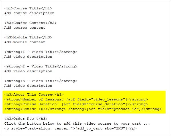 Add custom field shortcodes to page templates.