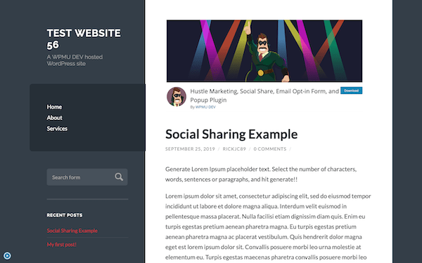 A look at the live version of the Wilson website theme