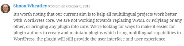 Simon Wheatley quote about multilingual WordPress project