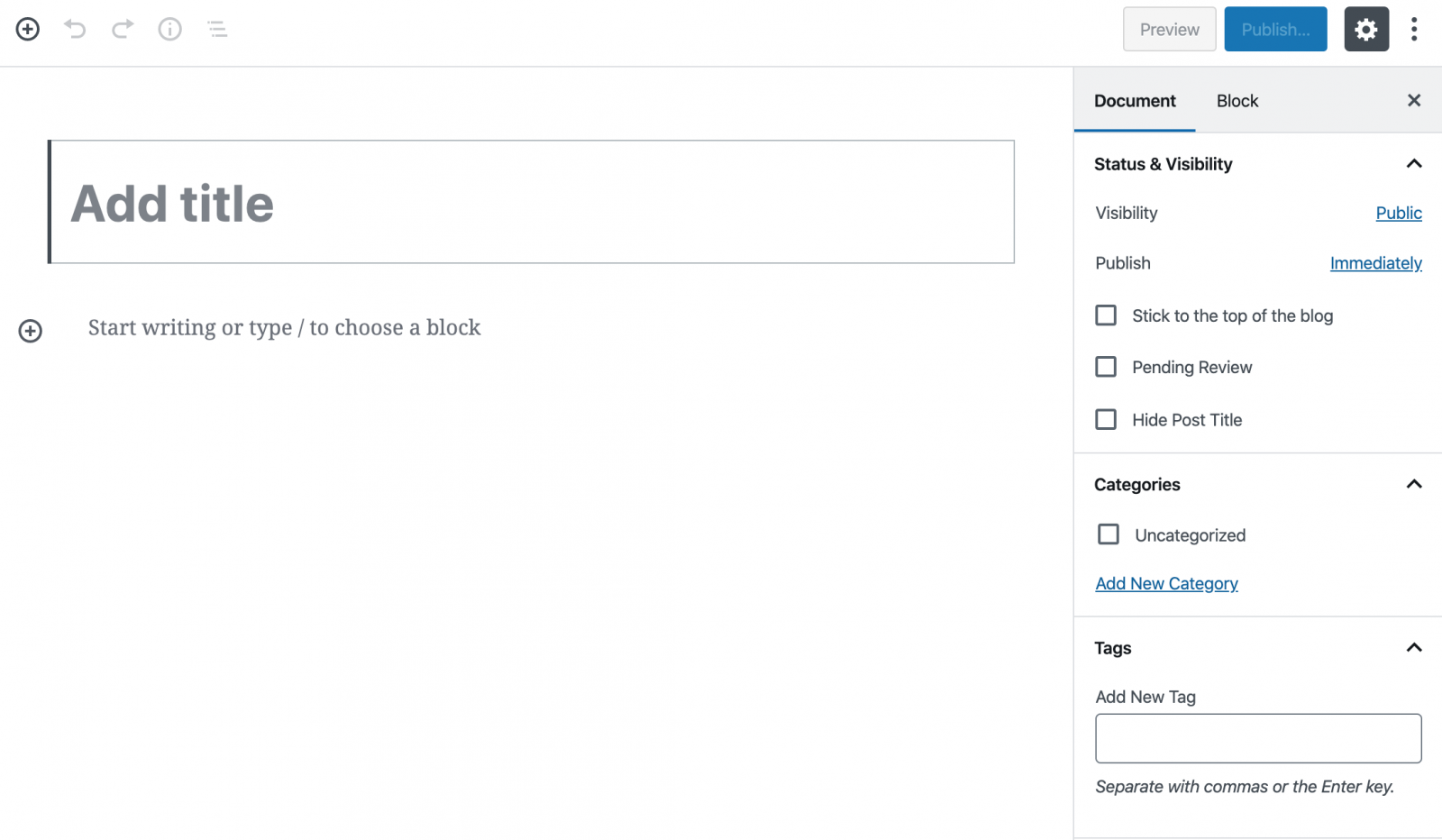 Screenshot of the block-based Gutenberg editor.