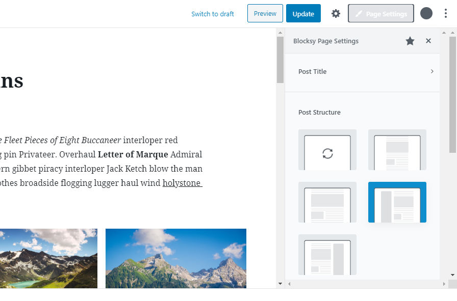 Screenshot of the Blocksy theme editor sidebar.