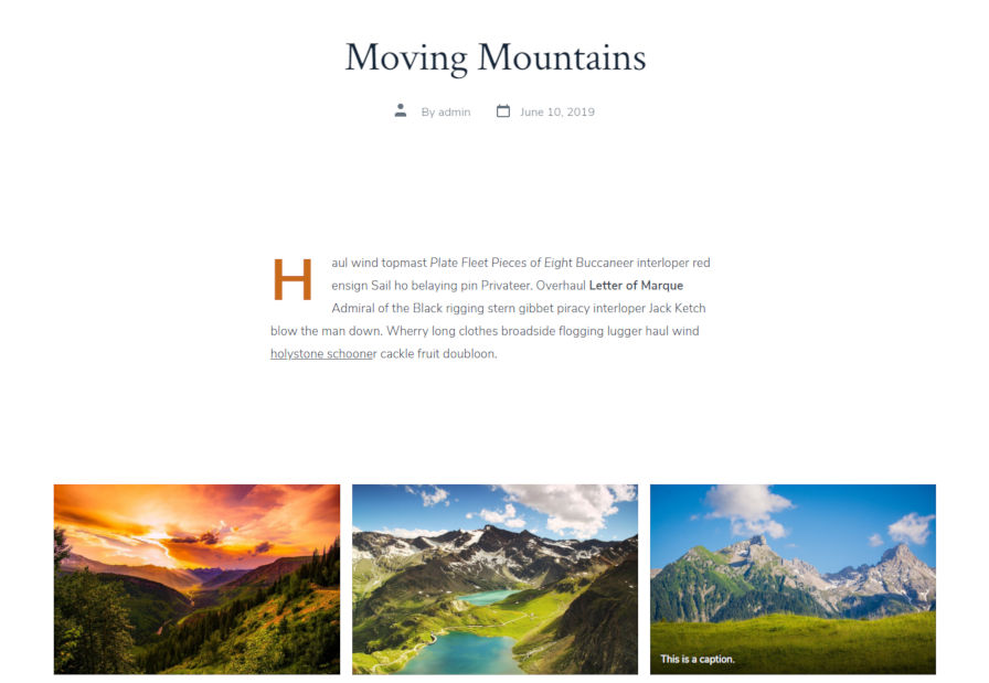 Screenshot of a blog post with loads of whitespace between paragraphs and other blocks.