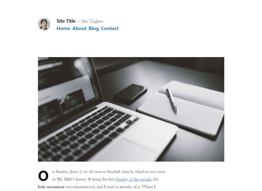 Screenshot of the Twenty Nineteen Blocks experimental theme.