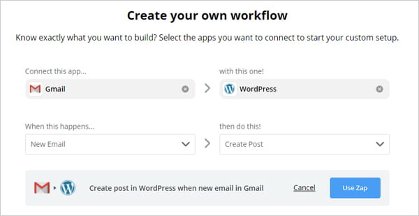 Post from Gmail to WordPress using Zapier