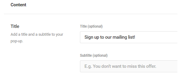 Showing entering the title and subtitle.