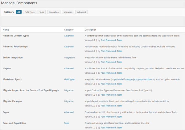 Pods Custom Content Type Framework