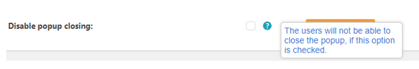Showing the disable pop-up closing option in the plugin.