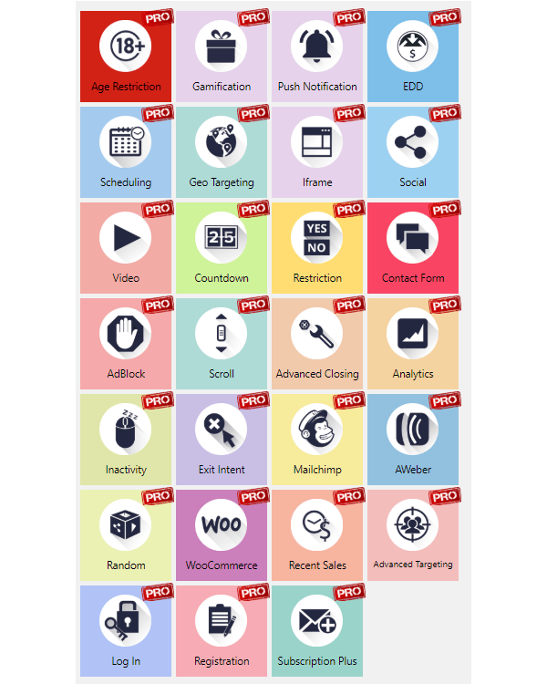 Showing the full list of premium features