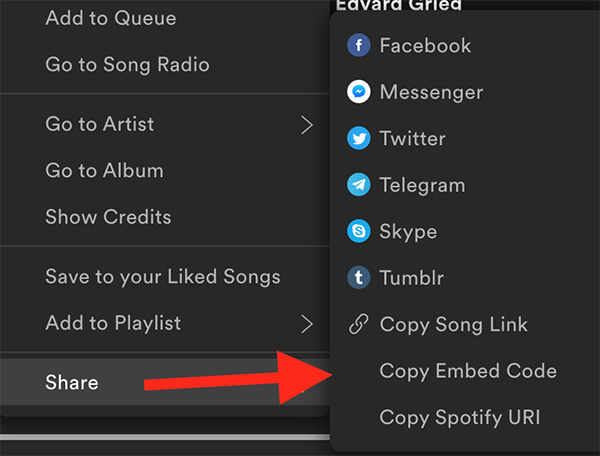 Spotify embedded code.