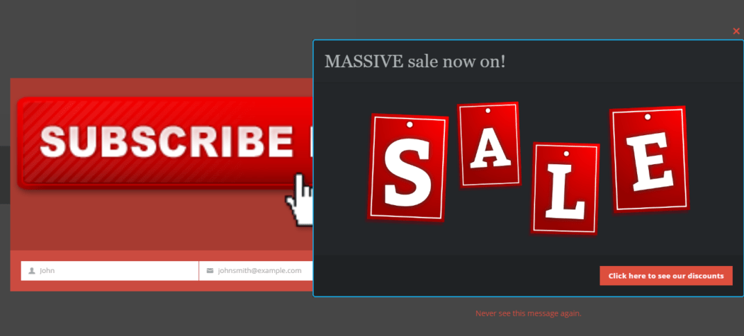 Showing more than one pop-up appearing on the screen at once