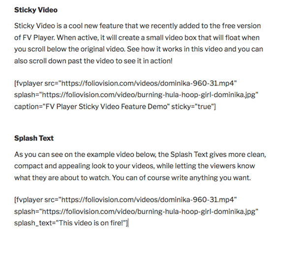 VF Player shortcode.