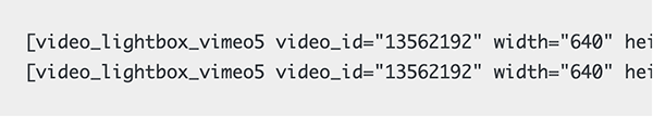 WP Video Lightbox example of shortcode.