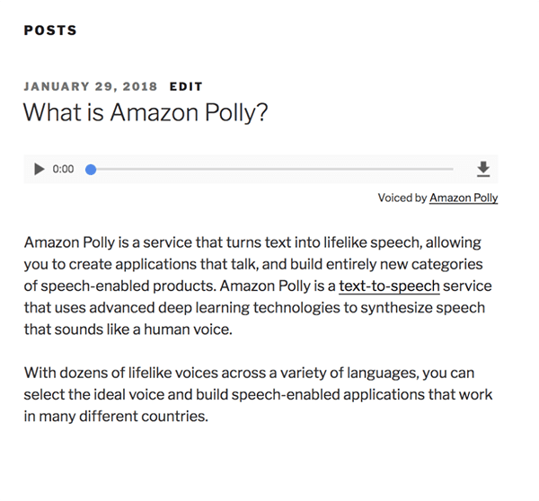 AWS Polly example.