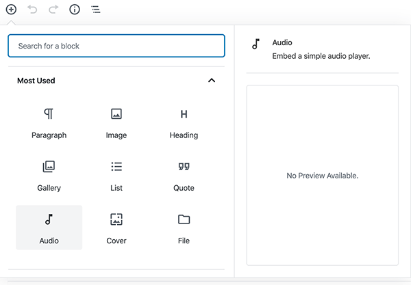 Gutenberg audio block.