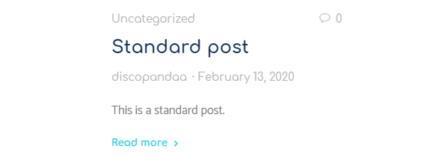 Example of a standard WordPress post format using the arcanum theme